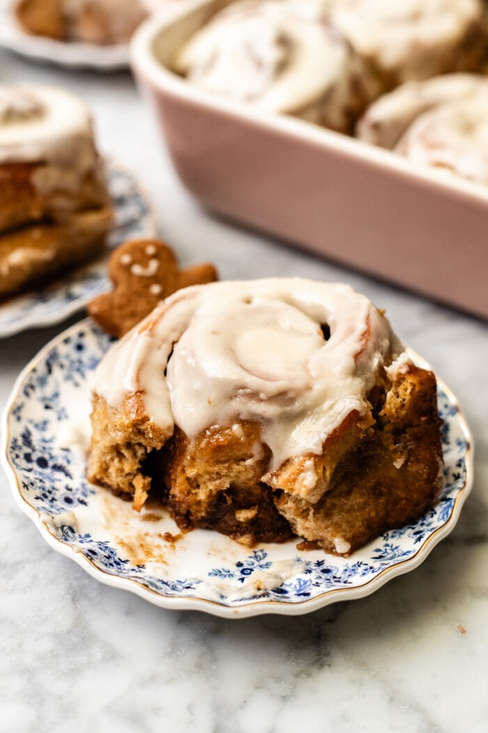 bitten gingerbread cinnamon roll