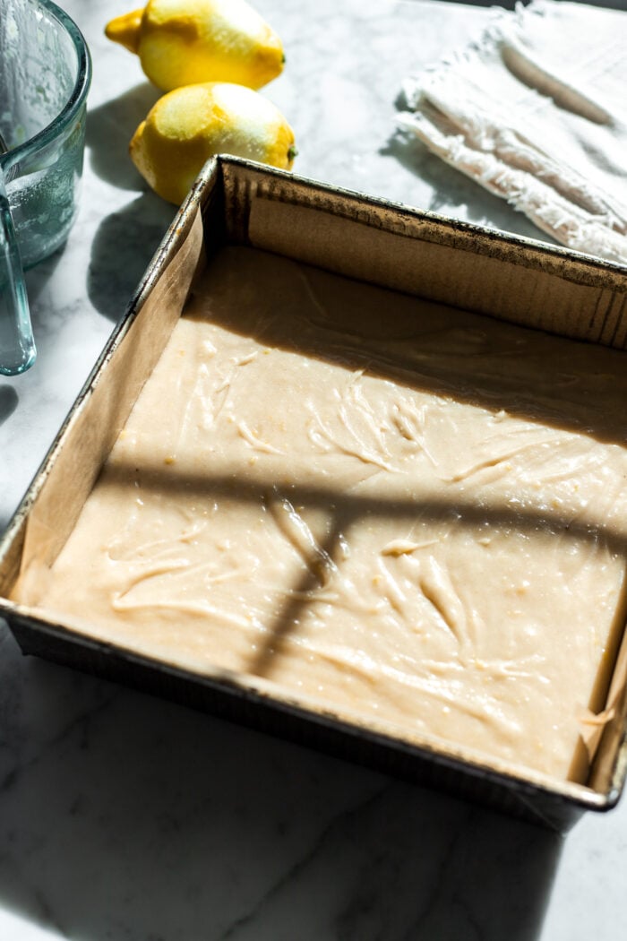 lemon brownies before baking