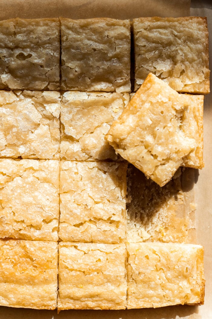 sliced vegan lemon brownies
