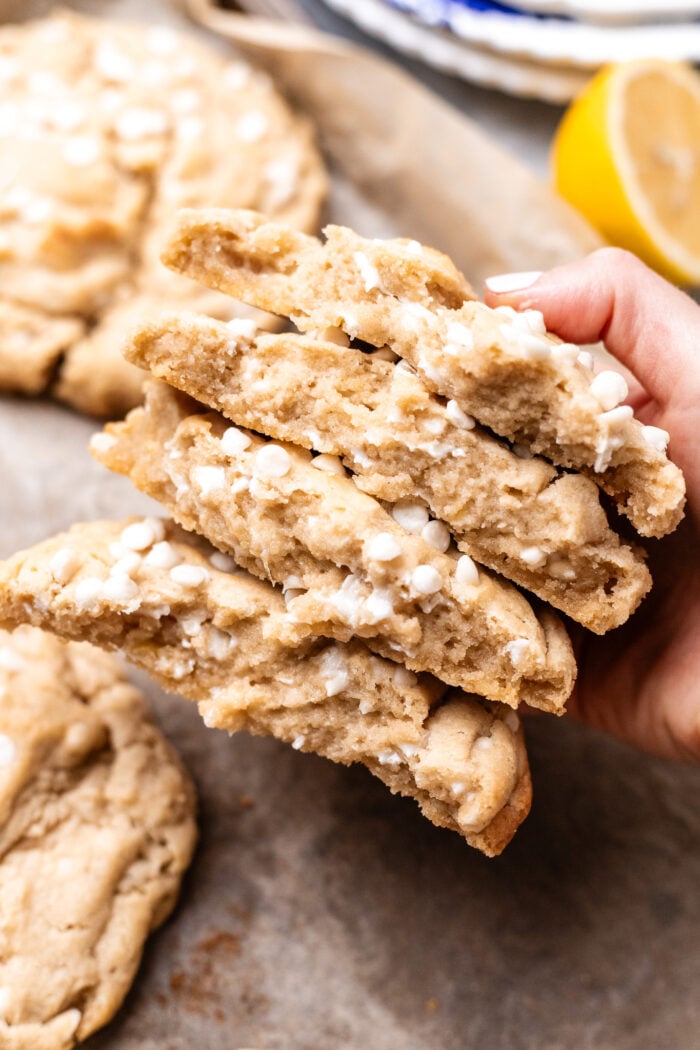 hand holding broken cookies