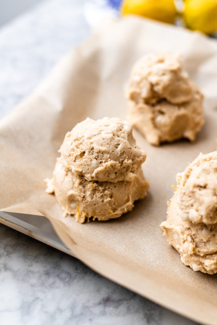 scooped cookie dough