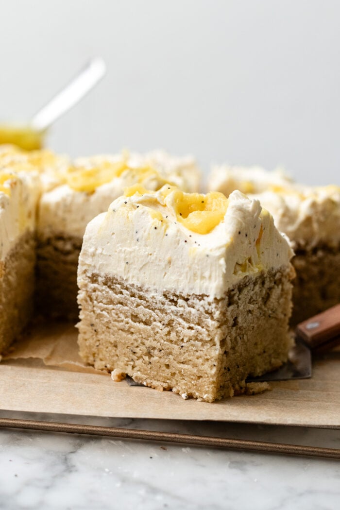 sliced lemon poppy seed cake