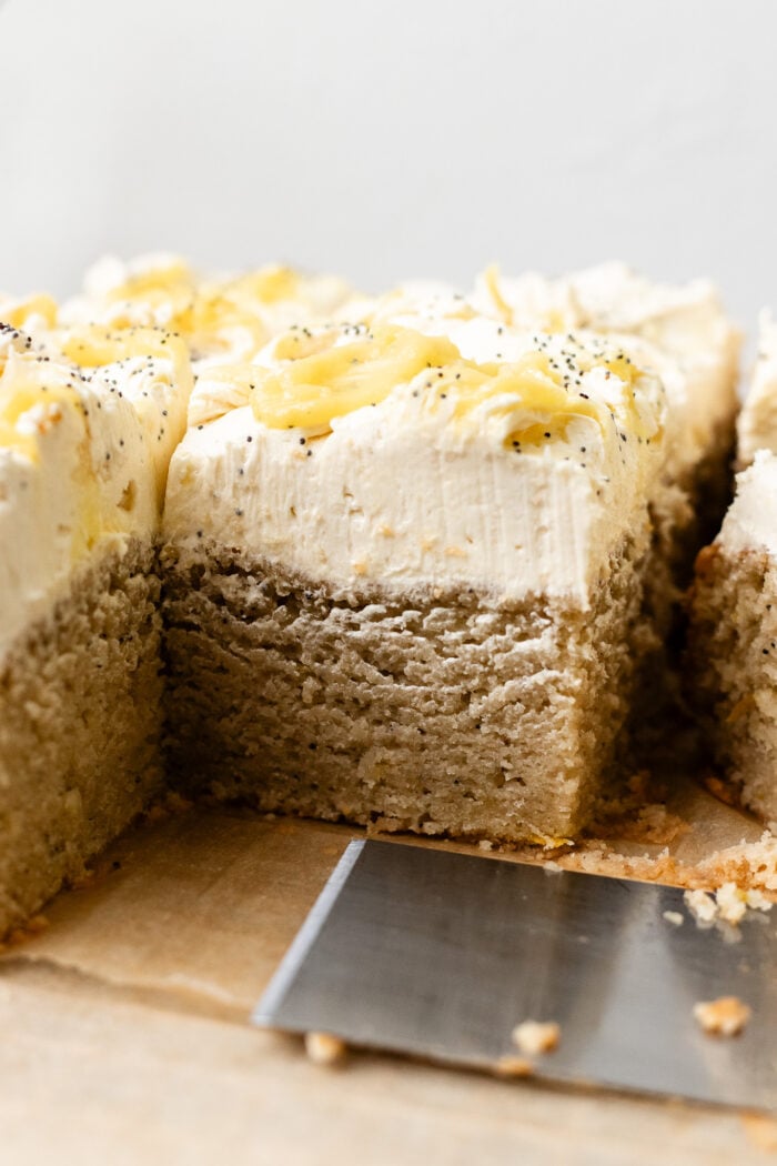 slice of lemon poppy seed cake