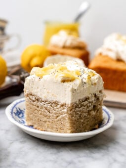 sliced vegan lemon poppy seed cake