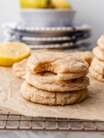 stacked vegan lemon sugar cookies