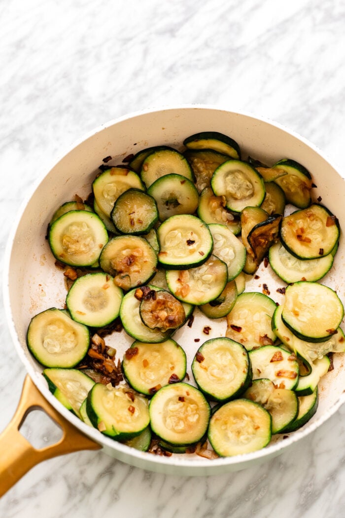 cooking the zucchini