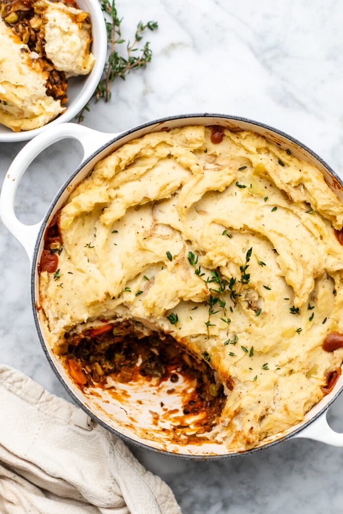 scooped vegan lentil shepherds pie