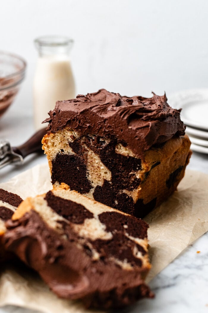 sliced marble loaf cake