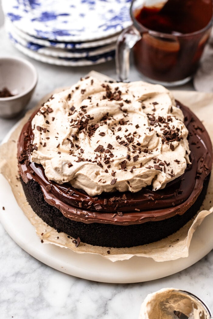 finished vegan chocolate cheesecake