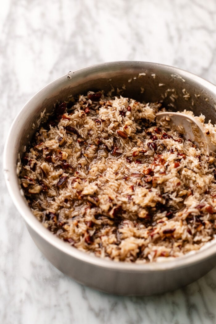 making the coconut frosting