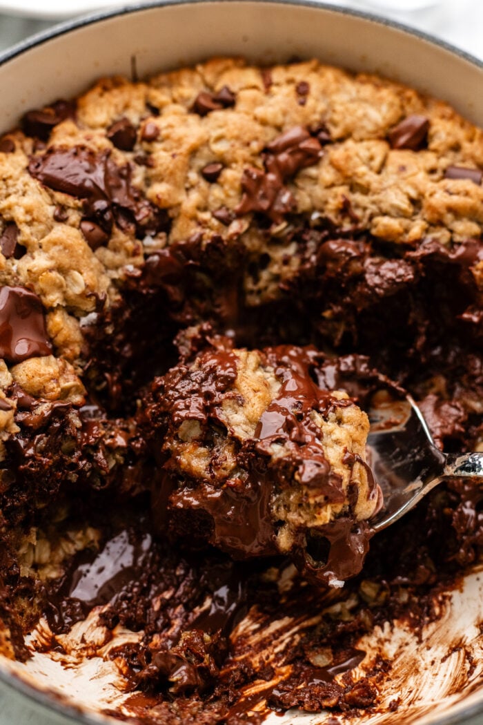 scooped oatmeal cookie skillet