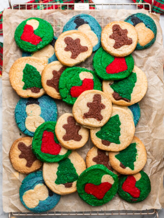 Easy Copycat Vegan Pillsbury Christmas Slice and Bake Sugar Cookies on cooling rack