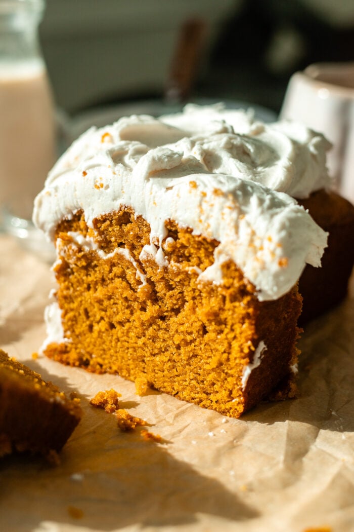 sliced vegan pumpkin bread