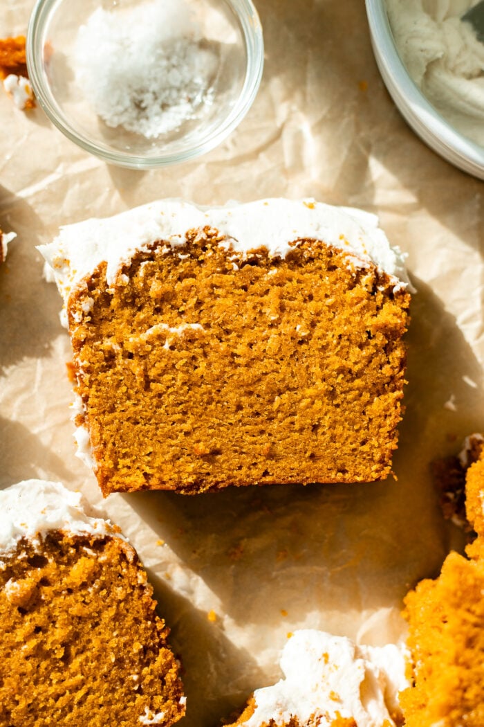 slice of vegan pumpkin bread