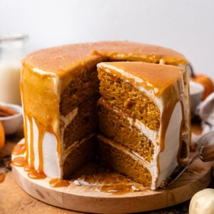 sliced vegan pumpkin cake