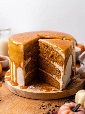 sliced vegan pumpkin cake