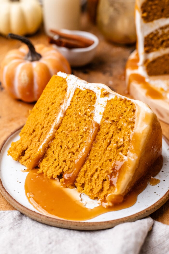 slice of vegan pumpkin cake