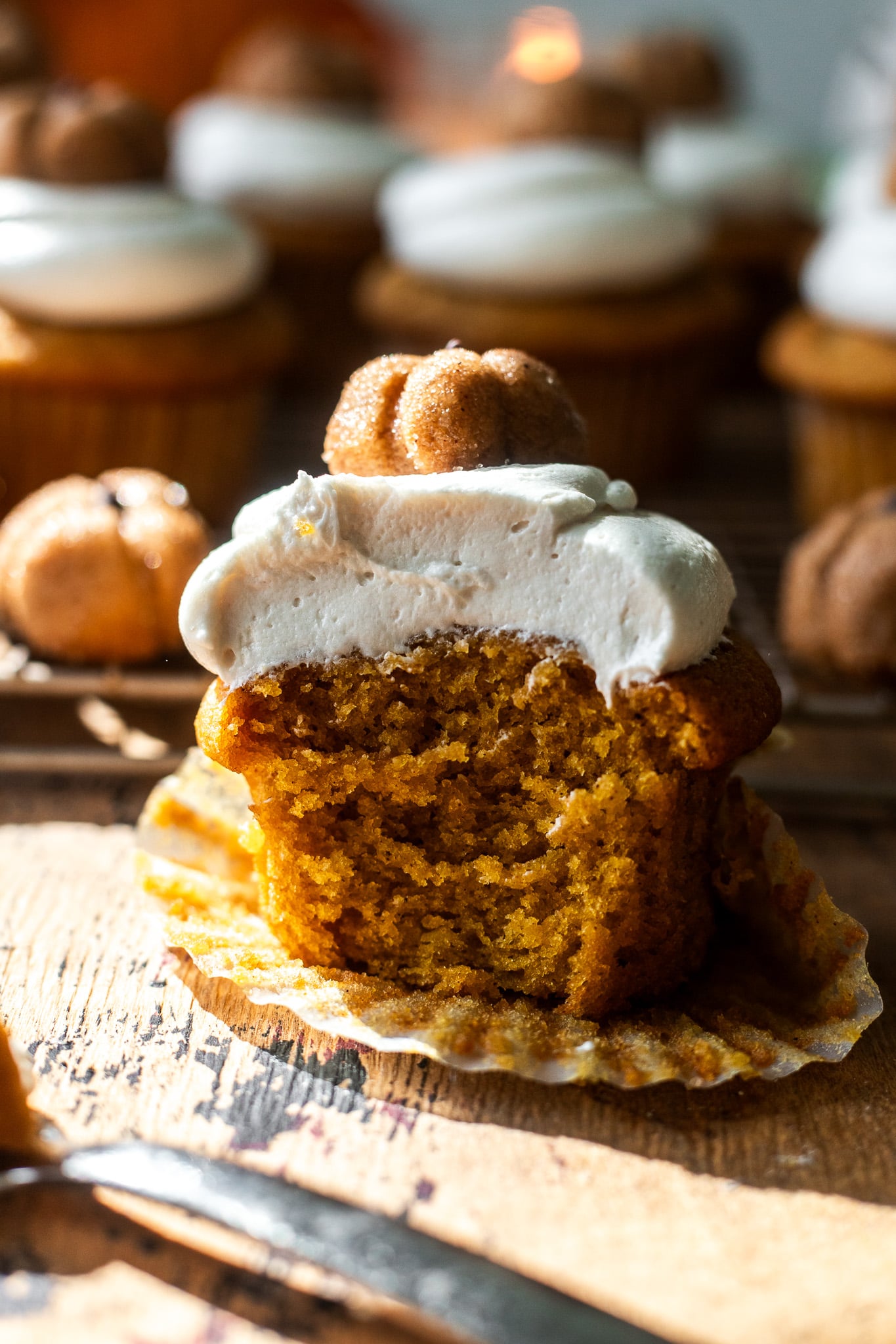 One Bowl MOIST Vegan Pumpkin Cupcakes with Cream Cheese Frosting