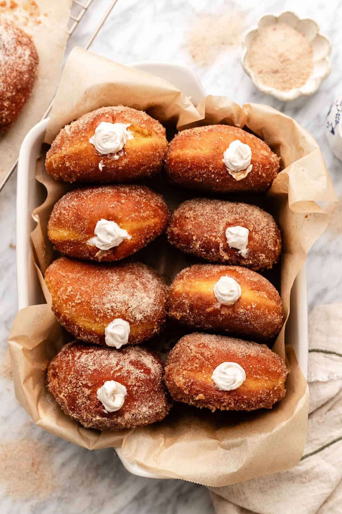 Cinnamon 'Cheesecake' Stuffed Vegan Pumpkin Doughnuts