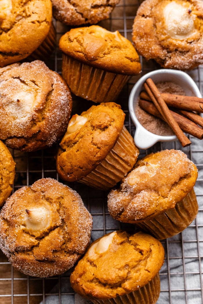 vegan pumpkin muffins on cooling rack