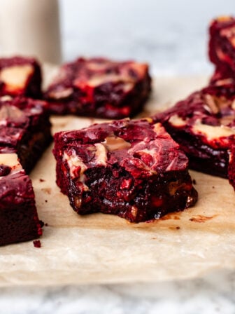 bitten red velvet brownie