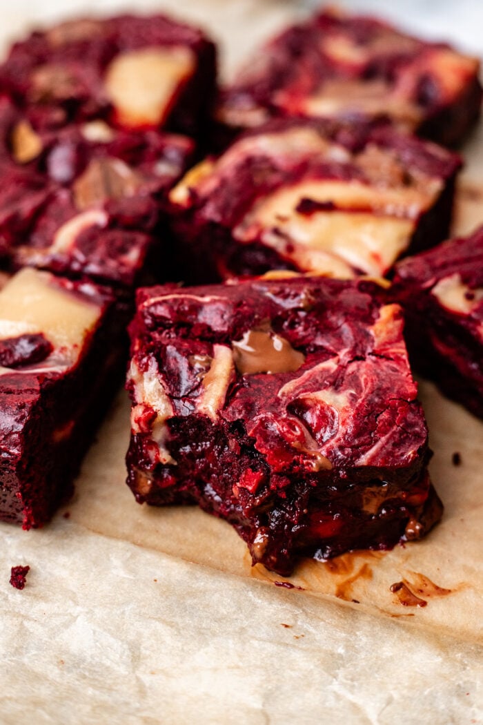 bitten red velvet brownie