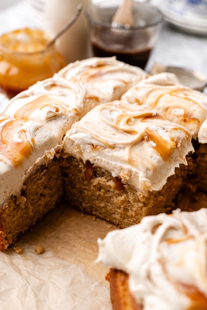 sliced latte cake
