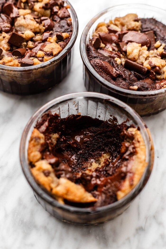 scooped deep dish brookie pie
