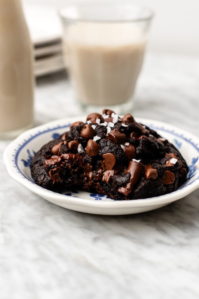 bitten double chocolate chip cookie
