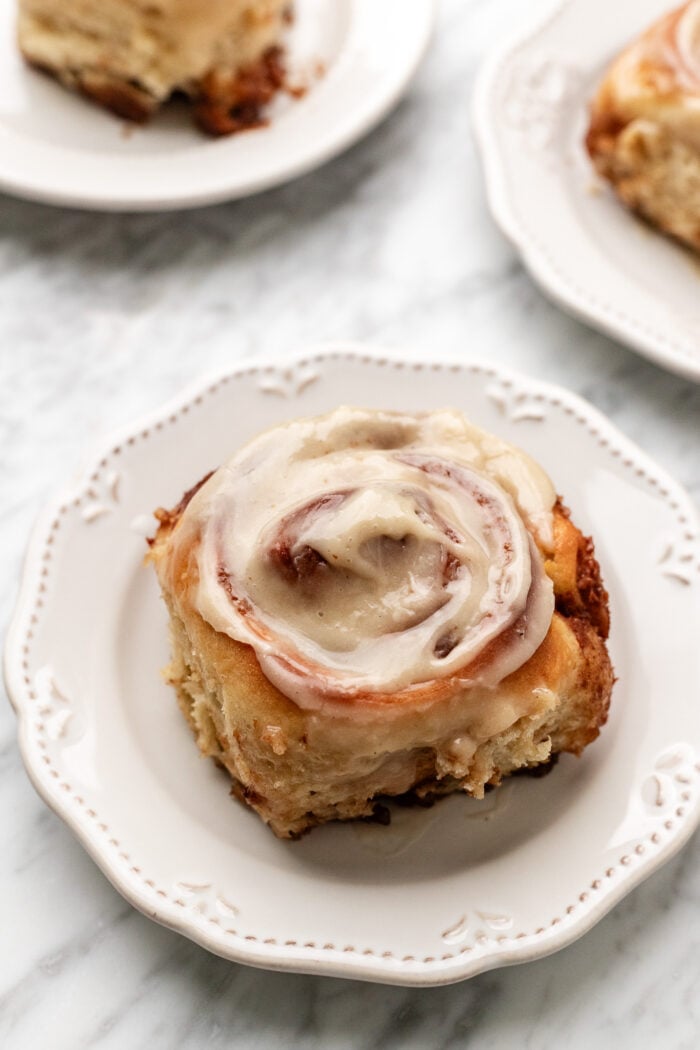 cinnamon rolls on plates
