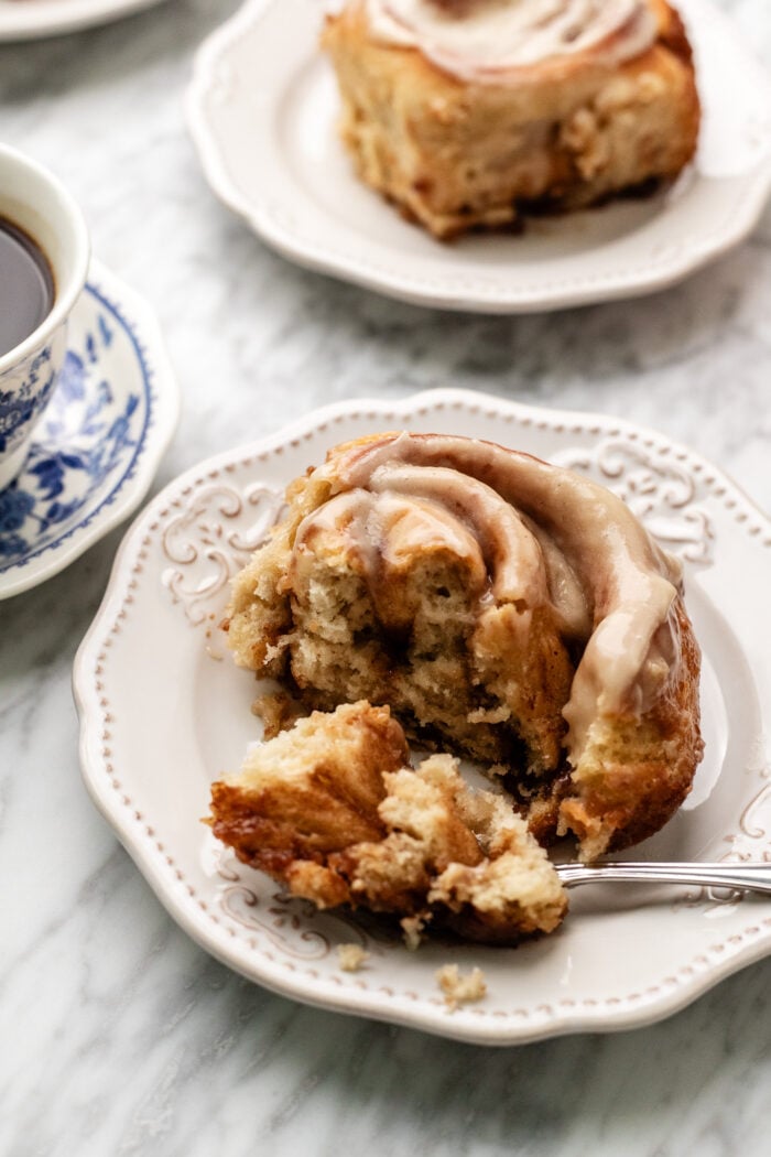 bitten cinnamon roll