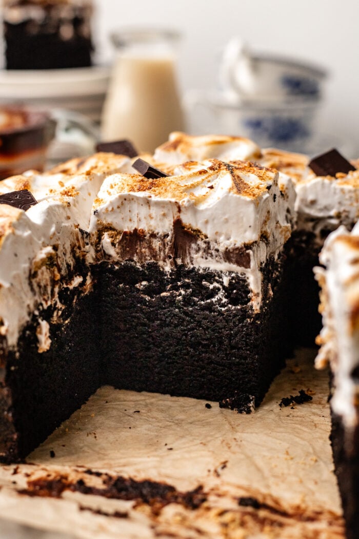 sliced smores sheet cake