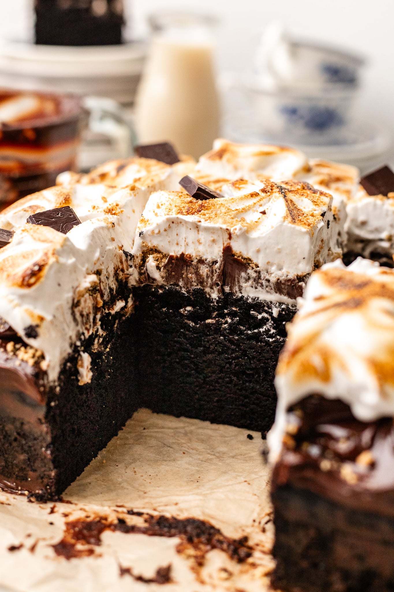 Dark Chocolate Vegan S'mores Cake