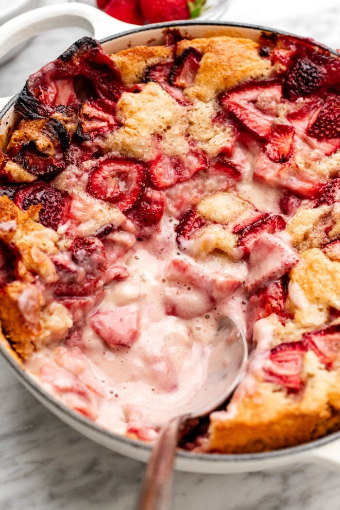 scooped vegan strawberry cobbler