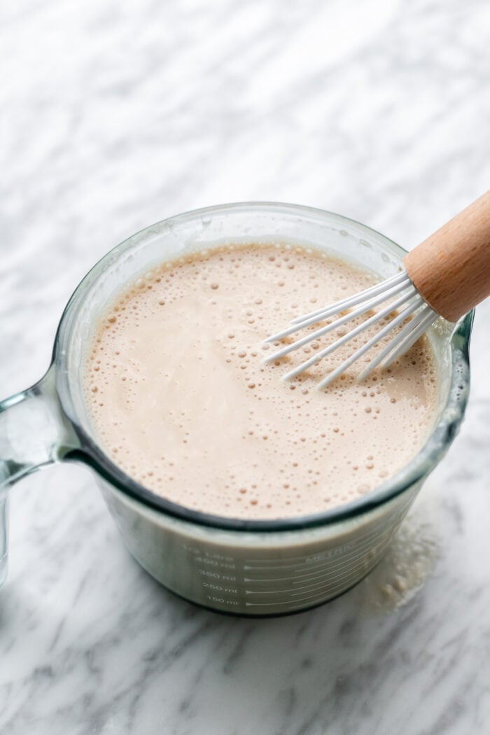 mixing the buttermilk and dairy free yogurt