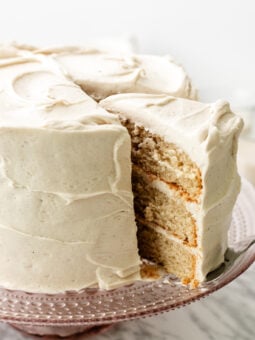 sliced vegan vanilla cake