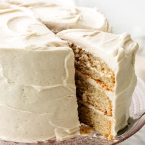 sliced vegan vanilla cake
