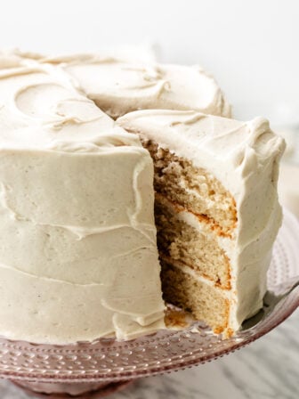 sliced vegan vanilla cake