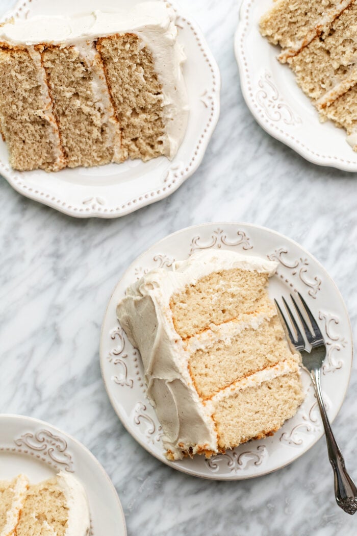 slices of vegan vanilla cake