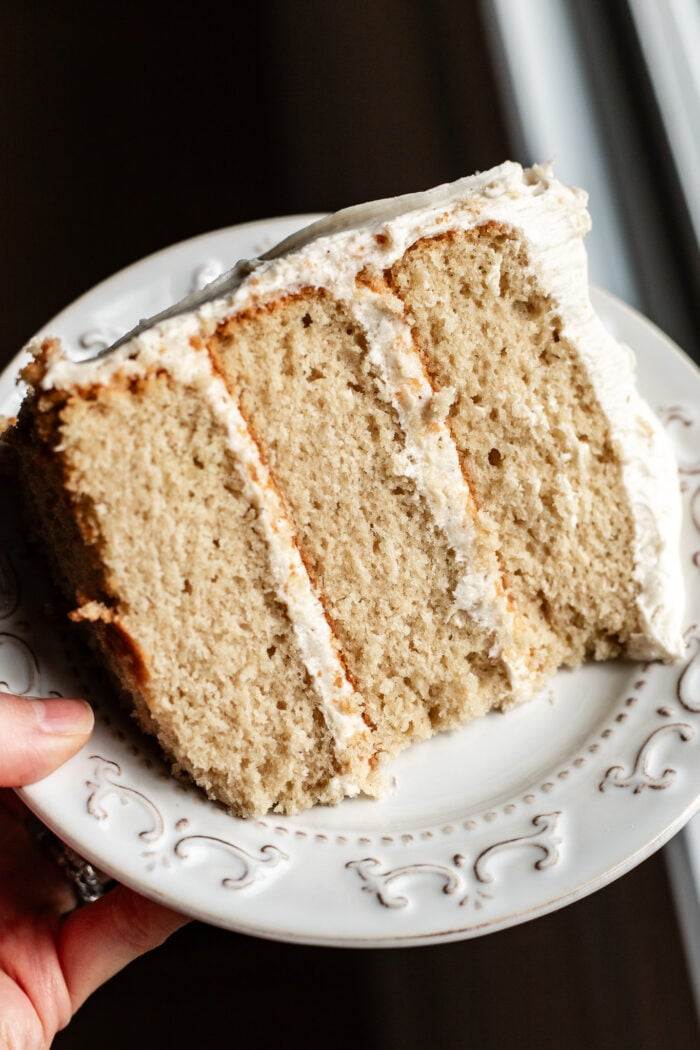 slice of vegan vanilla cake