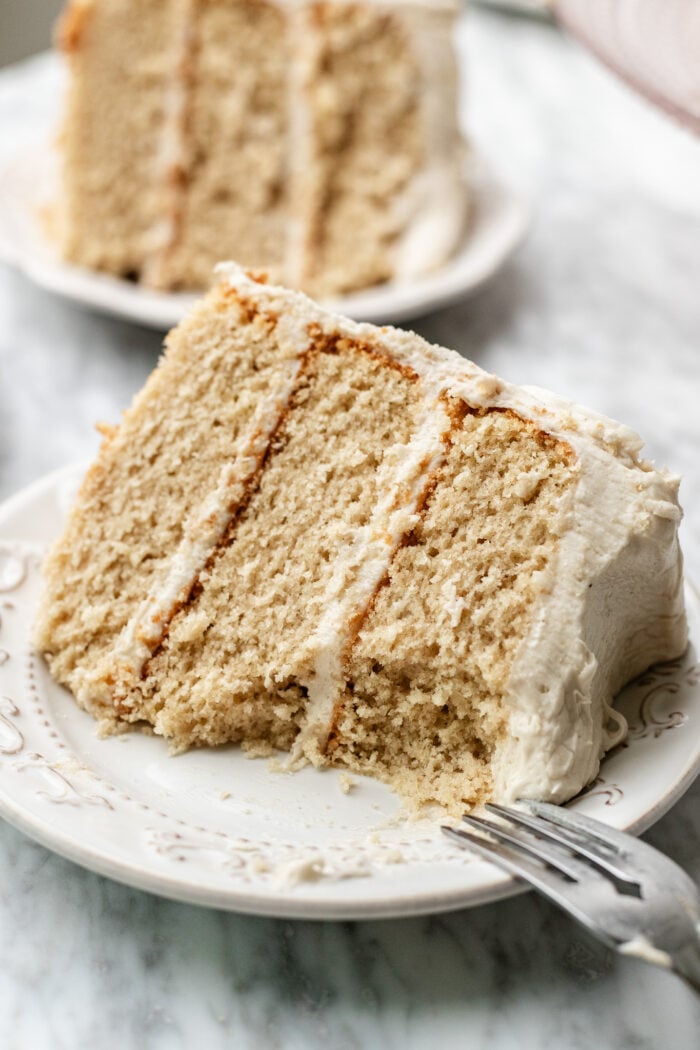 bitten slice of cake