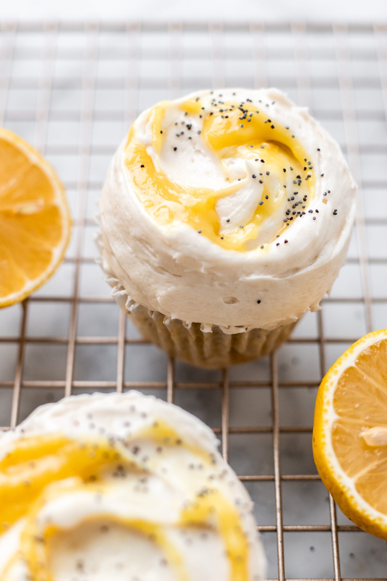 Small Batch Vegan Lemon Poppy Seed Cupcakes with Lemon Curd | The