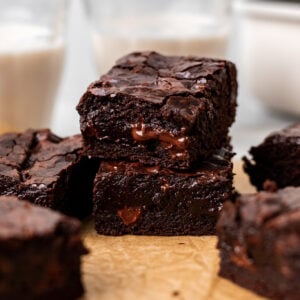stack of vegan small batch brownies