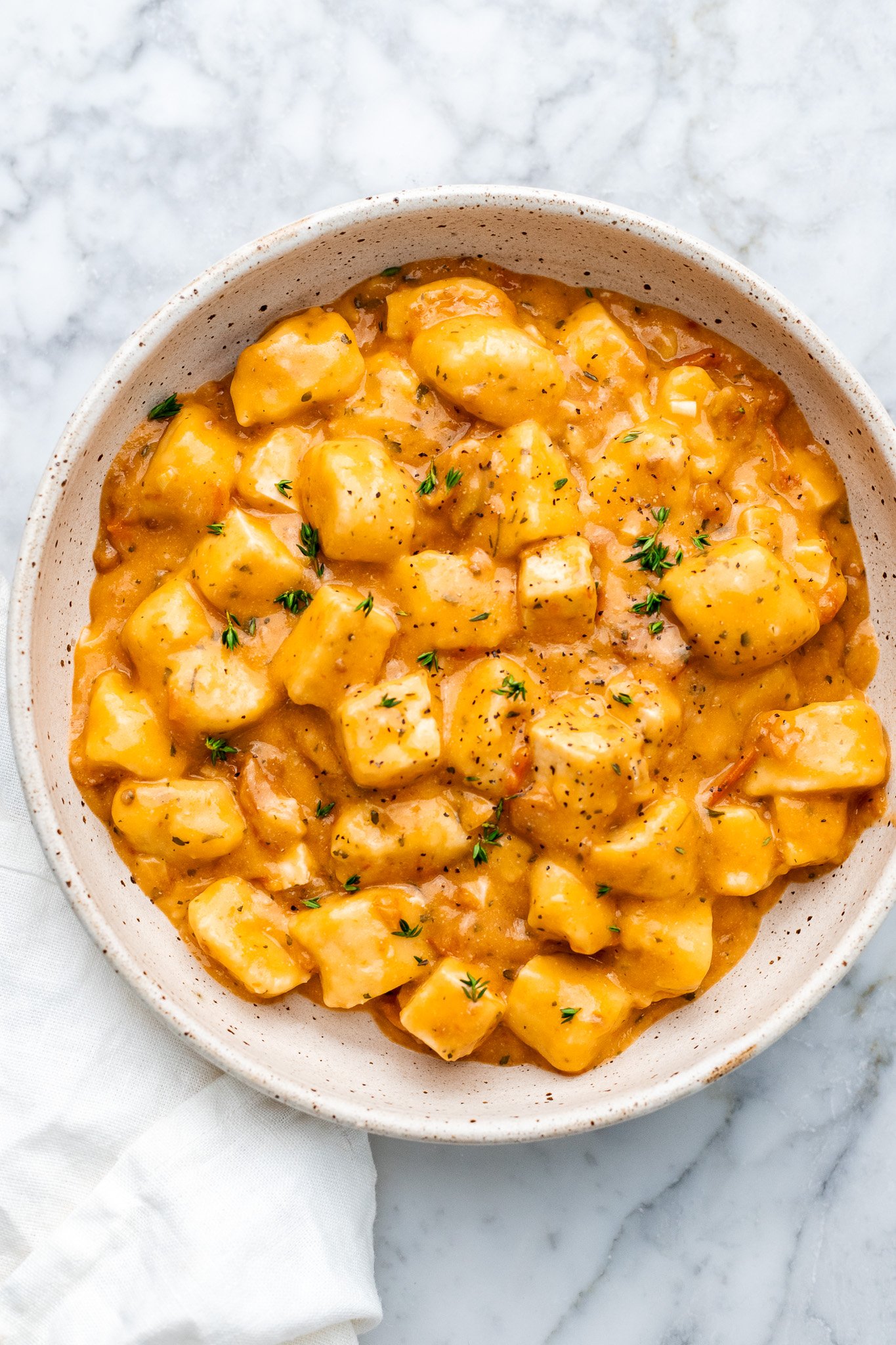 Marry Me Crispy Tofu with Gnocchi Vegan & Dairy Free! The Banana